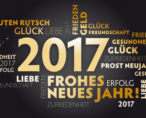 2017 Neujahrsgruss schwarz und gold - Wnsche auf deutsch.