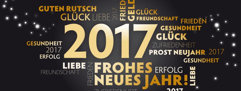 2017 Neujahrsgruss schwarz und gold - Wnsche auf deutsch.